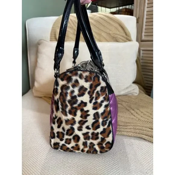 Lux de Ville Atomic Tote Poisonous Purple w/ Leopard - Picture 5 of 11